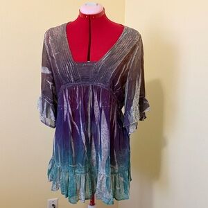 ONE WORLD Purple and Teal Women's Tunic